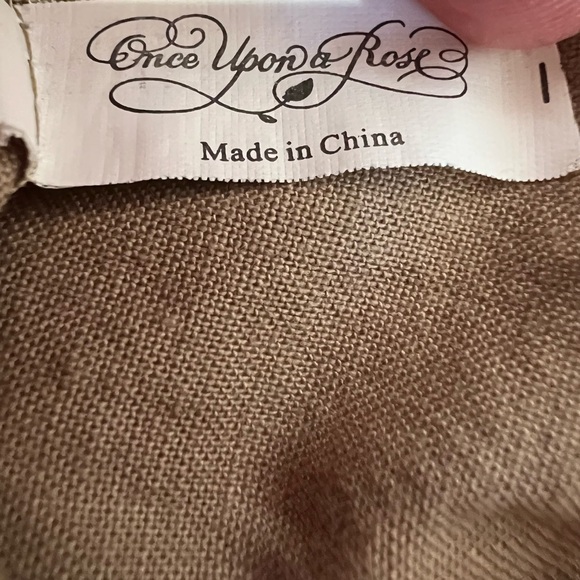 Once Upon A Rose Small Travel Laundry Bag Brown Pink Embroidery Drawstring - Picture 4 of 5